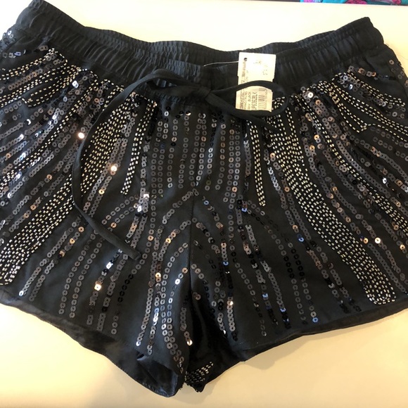 Gorgeous Sequin Pattern Drawstring Shorts-sz L - Picture 3 of 8